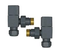 NRG Manual Valves Angled Square Head Anthracite Towel Rail Designer Radiator Valves One Pair