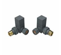 NRG Manual Valves Corner Square Head Anthracite Towel Rail Designer Radiator Valves One Pair