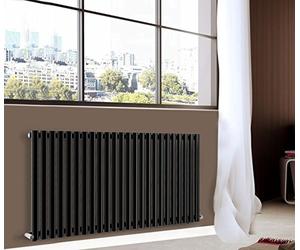 NRG Modern 600mm x 1416mm Horizontal Single Oval Column Panel Designer Radiator Central Heating Radiators Black