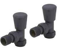 NRG Modern Angled Manual Valve 15mm Anthracite Towel Rail Designer Radiator Valve Central Heating Taps One Pair