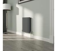 NRG Modern Anthracite 600x413mm Horizontal Double Oval Column Panel Radiator Designer Bathroom Central Heating 15 Year Guarantee