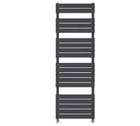 NRG Modern Anthracite Flat Panel Heated Towel Rail Bathroom Rad Radiator with Free Angled Valves 1800x600mm