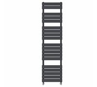 NRG Modern Anthracite Flat Panel Heated Towel Rail Bathroom Rad Radiator with Free Angled Valves 1800x450mm