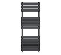 NRG Modern Bathroom 1200x450mm Flat Panel Heated Towel Rail Radiator Black