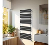 NRG Modern Bathroom 1600 x 600mm Flat Panel Heated Towel Rail Radiator Black for Living Room and Kitchen