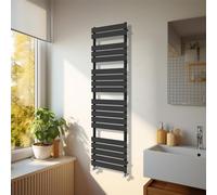 NRG Modern Bathroom 1800 x 450mm Flat Panel Heated Towel Rail Radiator Black for Living Room and Kitchen