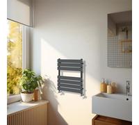 NRG Modern Bathroom 650 x 500mm Flat Panel Heated Towel Rail Radiator Anthracite for Living Room and Kitchen