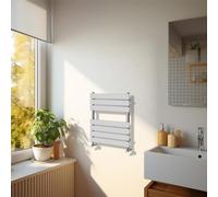 NRG Modern Bathroom 650 x 500mm Flat Panel Heated Towel Rail Radiator Chrome for Living Room and Kitchen