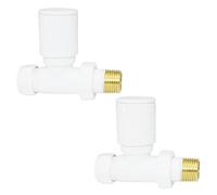 NRG Modern Design Radiator Valve 15mm Manual Straight Valves One Pair White