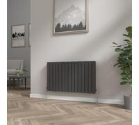 NRG Modern Horizontal Column Designer Radiator Black 600x1020 Flat Double