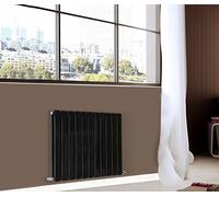 NRG Modern Horizontal Flat Panel radiators | Black 600 x 748 mm Double Column Designer Bathroom Radiator Heater
