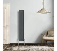 NRG Modern Radiator Anthracite 1600x236mm Double Oval Panel Heater Interior Designer Vertical Bathroom Radiators