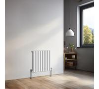 NRG Modern Radiator Gloss White 600x590mm Single Oval Panel Heater Interior Designer Horizontal Bathroom Radiators