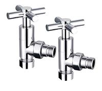 NRG Modern Valve Round Angled Pair of Radiator Towel Rail Valves