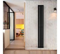 NRG Modern Vertical Radiator Black 1800x236 Oval Single Panel Bathroom Heater
