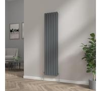 NRG Modern Vertical Upright Column Radiator Bathroom Central Heating Anthracite Double Flat Panel 1800x408mm