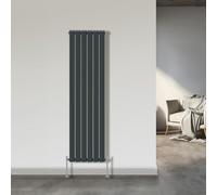 NRG Modern Vertical Upright Column Radiator Bathroom Central Heating Anthracite Flat Panel 1800x408mm - Double