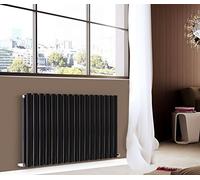 NRG New 600x1003mm Double Oval Column Panel Designer Radiator Central Heating Radiators Black