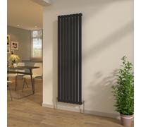 NRG New Flat Panel Single Column Designer Radiator Vertical Black 1800x544mm Central Heating Rads + Free Angled Valves