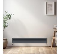 NRG Oval Central Heating Double Column Radiator 1600x236mm Anthracite