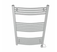 NRG Prefilled Curved Electric Towel Rail Chrome 1000x600mm 600W Touch LCD | Modern Designer Radiator, Prefilled Glycol, IPX4, 2-10h Timer, T-Piece, No WiFi, No Valves