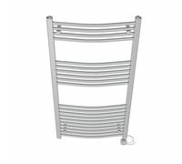 NRG Prefilled Curved Electric Towel Rail Chrome 1200x600mm 600W Touch LCD | Modern Designer Radiator, Prefilled Glycol, IPX4, 2-10h Timer, T-Piece, No WiFi, No Valves