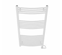 NRG Prefilled Curved Electric Towel Rail White 1200x600mm 600W Touch LCD | Modern Designer Radiator, Prefilled Glycol, IPX4, 2-10h Timer, T-Piece, No WiFi, No Valves