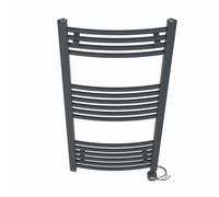 NRG Prefilled Curved Towel Rail Anthracite 1000x500mm 600W Touch LCD | Modern Designer Radiator, Electric Heated Towel Rail, Prefilled Glycol, IPX4, 2-10h Timer, T-Piece, No WiFi, No Valves