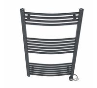 NRG Prefilled Curved Towel Rail Anthracite 1000x600mm 600W Touch LCD | Modern Designer Radiator, Electric Heated Towel Rail, Prefilled Glycol, IPX4, 2-10h Timer, T-Piece, No WiFi, No Valves
