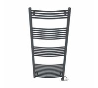 NRG Prefilled Curved Towel Rail Anthracite 1600x600mm 800W Touch LCD | Modern Designer Radiator, Electric Heated Towel Rail, Prefilled Glycol, IPX4, 2-10h Timer, T-Piece, No WiFi, No Valves
