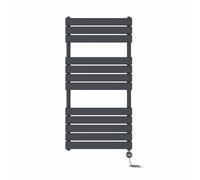 NRG Prefilled Flat Panel Electric Heated Towel Rail Radiator Anthracite Thermostatic Bathroom Warmer with Touch Screen Display 1200x600mm - 600W