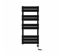 NRG Prefilled Flat Panel Electric Heated Towel Rail Radiator Black Thermostatic Bathroom Warmer with Touch Screen Display 1000x450mm - 600W
