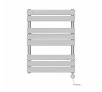 NRG Prefilled Flat Panel Electric Heated Towel Rail Radiator Chrome Thermostatic Bathroom Warmer with Touch Screen Display 800x600mm - 400W