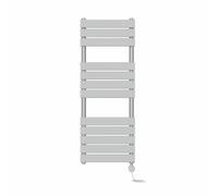 NRG Prefilled Flat Panel Electric Heated Towel Rail Radiator Chrome Thermostatic Bathroom Warmer with Touch Screen Display 1200x450mm - 600W