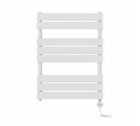 NRG Prefilled Flat Panel Electric Heated Towel Rail Radiator White Thermostatic Bathroom Warmer with Touch Screen Display 800x600mm - 400W