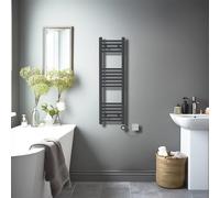 NRG Prefilled Straight Electric Heated Towel Rail Radiator Anthracite Thermostatic Bathroom Warmer with LCD Display 1000x300mm - 400Watt