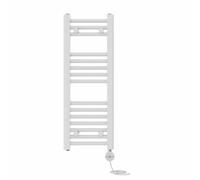 NRG Prefilled Straight Electric Heated Towel Rail Radiator White Thermostatic Bathroom Warmer with Touch Screen Display 800x300mm - 400W