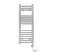 NRG Prefilled Straight Electric Towel Rail Chrome 800x300mm 400W Touch LCD | Modern Designer Radiator, Prefilled Glycol, IPX4, 2-10h Timer, T-Piece, No WiFi, No Valves