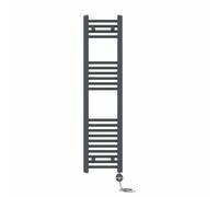 NRG Prefilled Straight Towel Rail Anthracite 1200x300mm 600W Touch LCD | Modern, Electric, Designer Radiator, Prefilled Glycol, IPX4, 2-10h Timer, T-Piece, No WiFi, No Valves