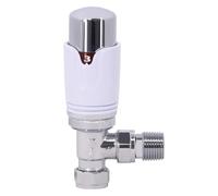 NRG Premium 15mm x ½" White & Chrome Angled TRV Thermostatic Designer Radiator Valve Central Heating Taps