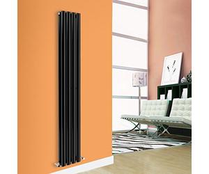 NRG Premium Black 1800 x 236 mm Radiator | Oval Column Double Panel Designer Central Heating Radiators UK
