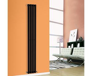 NRG Premium Black 1800 x 236 mm Radiator | Oval Column Single Panel Designer Central Heating Radiators UK