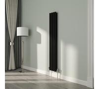 NRG Premium Black Oval Double Panel Designer Radiator 1600x236mm Central Heating