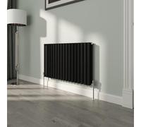 NRG Premium Black Oval Double Panel Designer Radiator 600x1003mm Central Heating