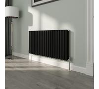 NRG Premium Black Oval Double Panel Designer Radiator 600x1180mm