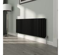 NRG Premium Black Oval Double Panel Designer Radiator 600x1416mm Central Heating