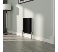 NRG Premium Black Oval Double Panel Designer Radiator 600x413mm Central Heating
