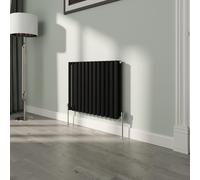 NRG Premium Black Oval Double Panel Designer Radiator 600x767mm