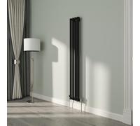 NRG Premium Black Oval Single Panel Designer Radiator 1600x236mm
