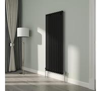 NRG Premium Black Oval Single Panel Designer Radiator 1600x590mm